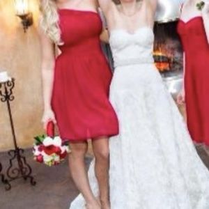 Monique Lhuillier bridesmaids cranberry cocktail